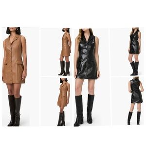 NWT PAIGE Graciella Sleeveless Button Down Faux Leather Mini Dress